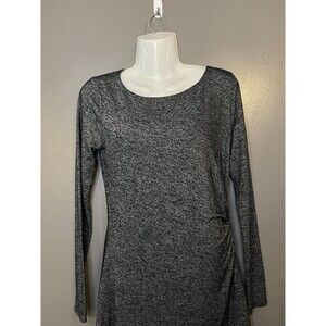 LOFT Dress Womens Small Gray Knit Long Sleeve Ruched Side Sheath Work Office
